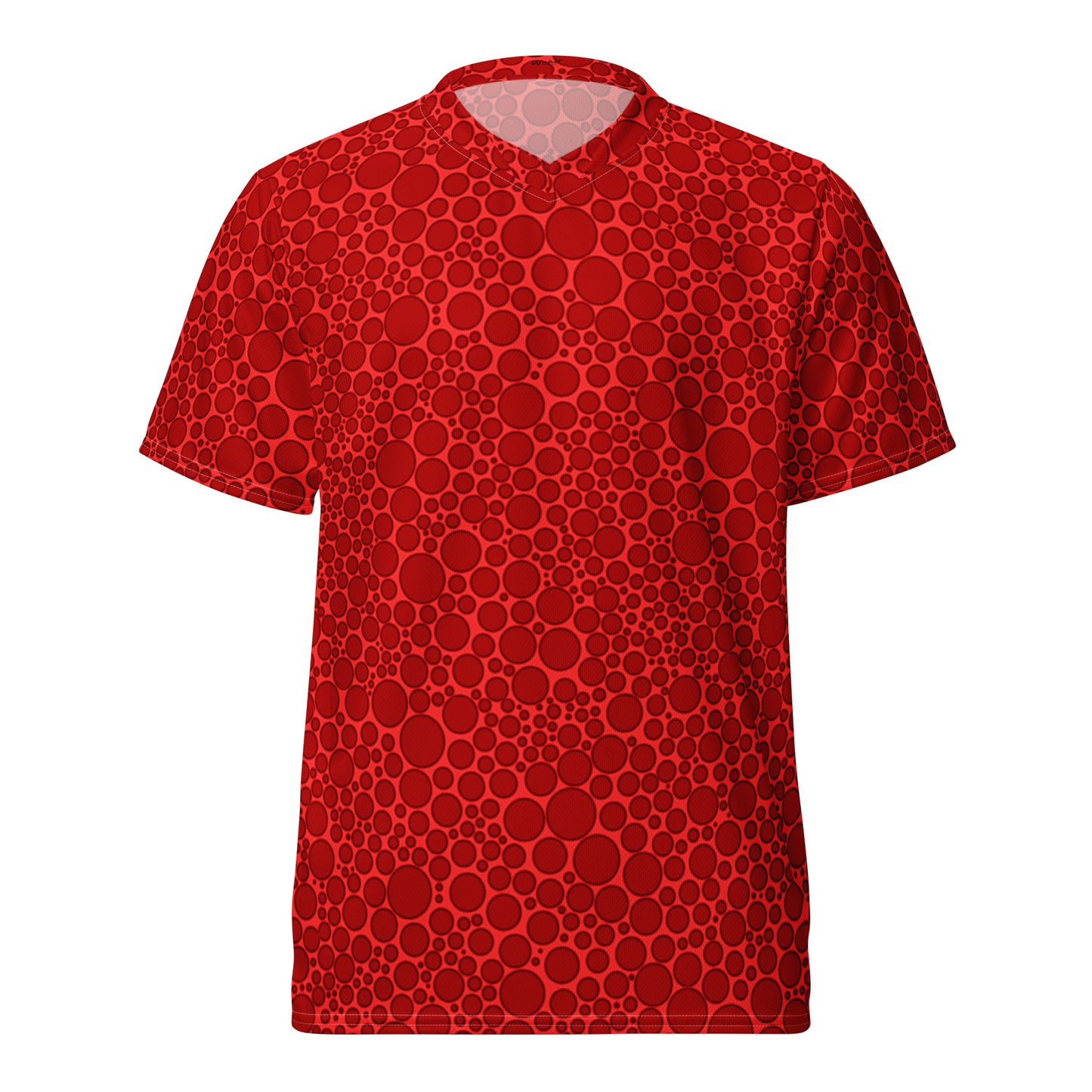 Dark Red on Bright Red Unisex Sport Jersey Polka Dots