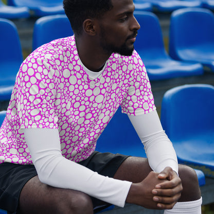 Unisex Sports Jersey - White on Fuchsia Dots