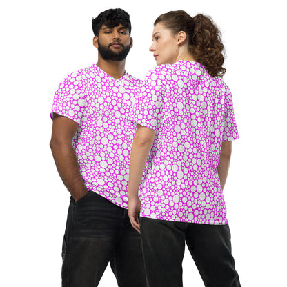 Unisex Sports Jersey - White on Fuchsia Dots