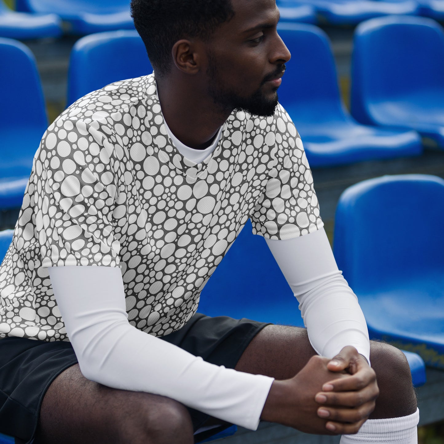 Unisex Sports Jersey - White on Gray Dots