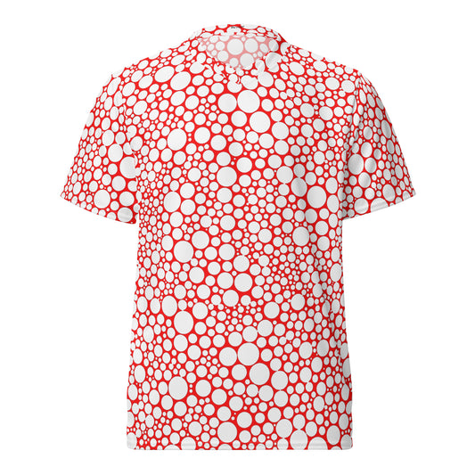 White Polka Dots on Red Unisex Sport Jersey