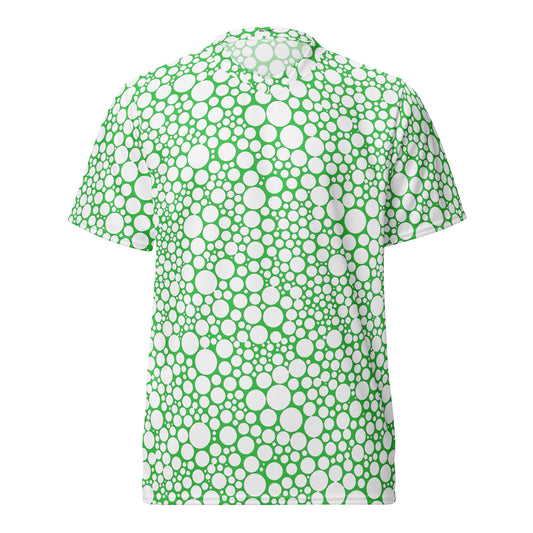 Unisex Sports Jersey - White on Forest Green Dots