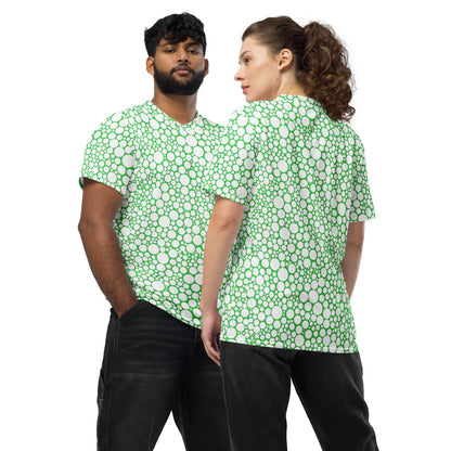 Unisex Sports Jersey - White on Forest Green Dots