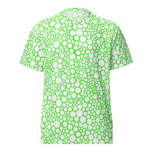 Unisex Sports Jersey - White on Neon Green Dots