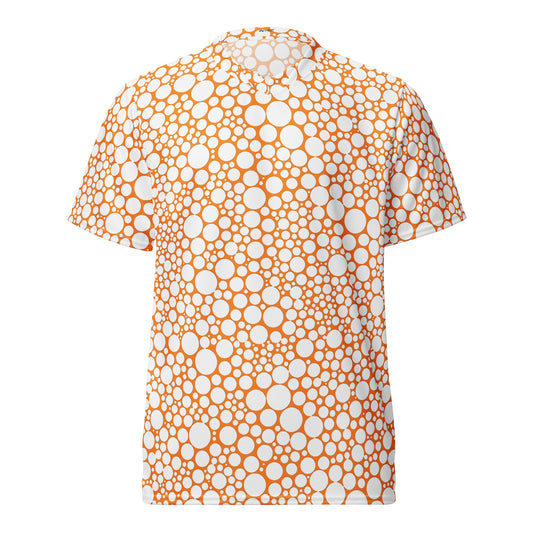 Unisex Sports Jersey - White on Orange Dots