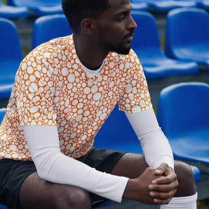 Unisex Sports Jersey - White on Orange Dots