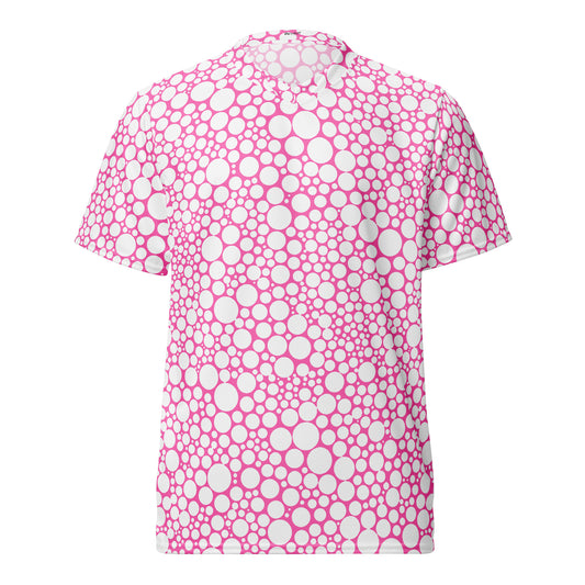 Unisex Sports Jersey - White on Bubblegum Dots