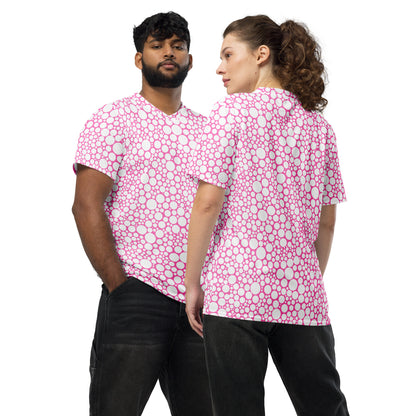 Unisex Sports Jersey - White on Bubblegum Dots