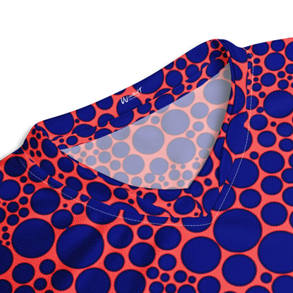 Unisex Sports Jersey - Navy Blue on Orange Dots