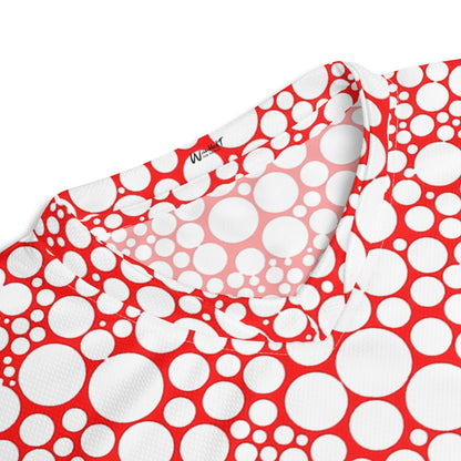 White Polka Dots on Red Unisex Sport Jersey