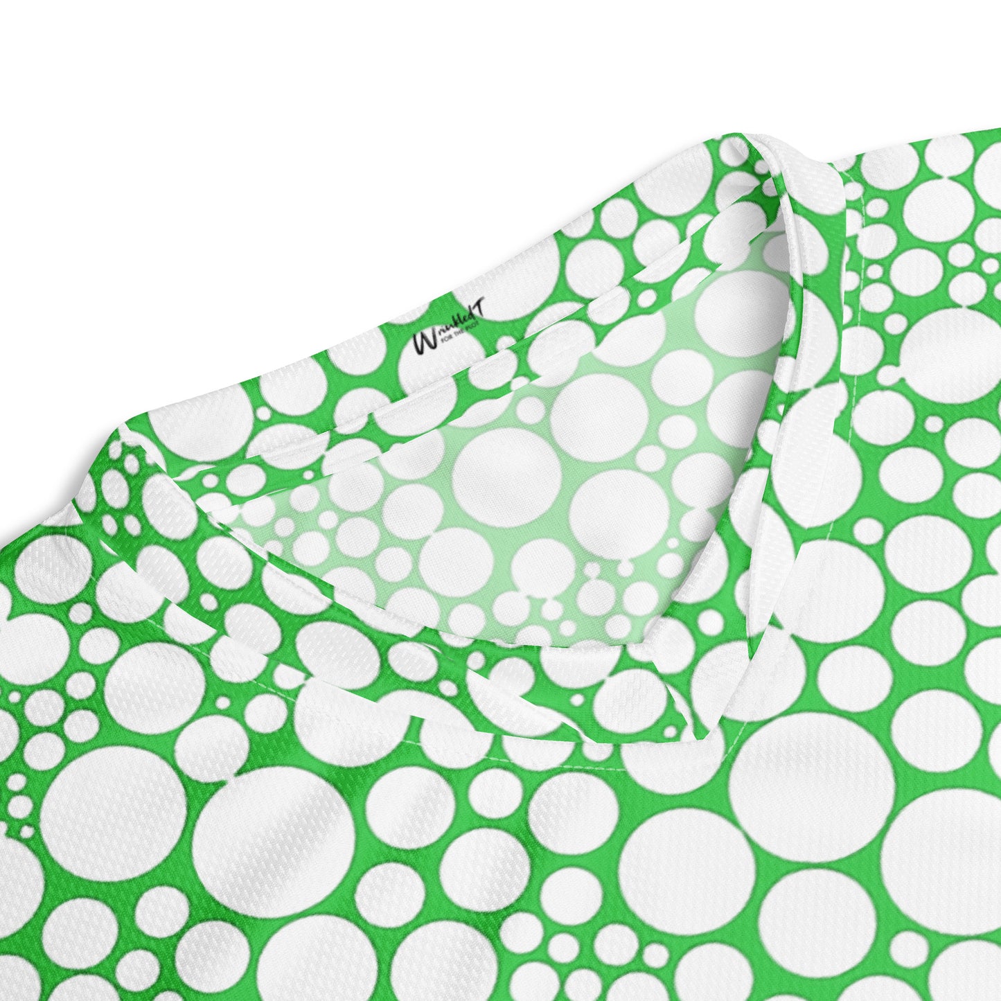 Unisex Sports Jersey - White on Forest Green Dots