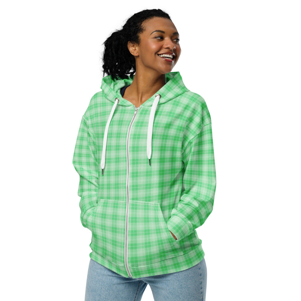 unisex zip hoodie neon lime