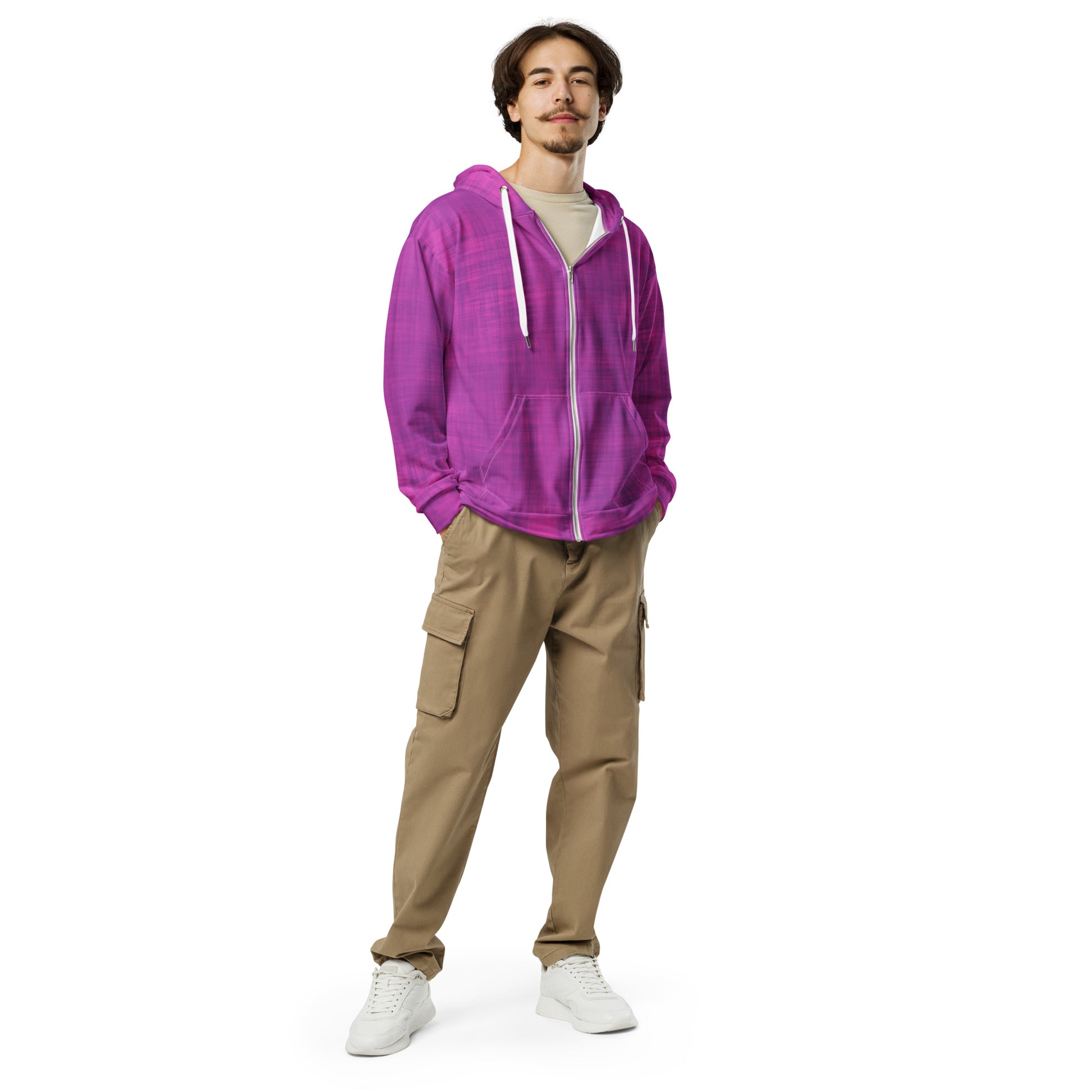 Color Pop Unisex Zip Hoodie - Cyber Pink