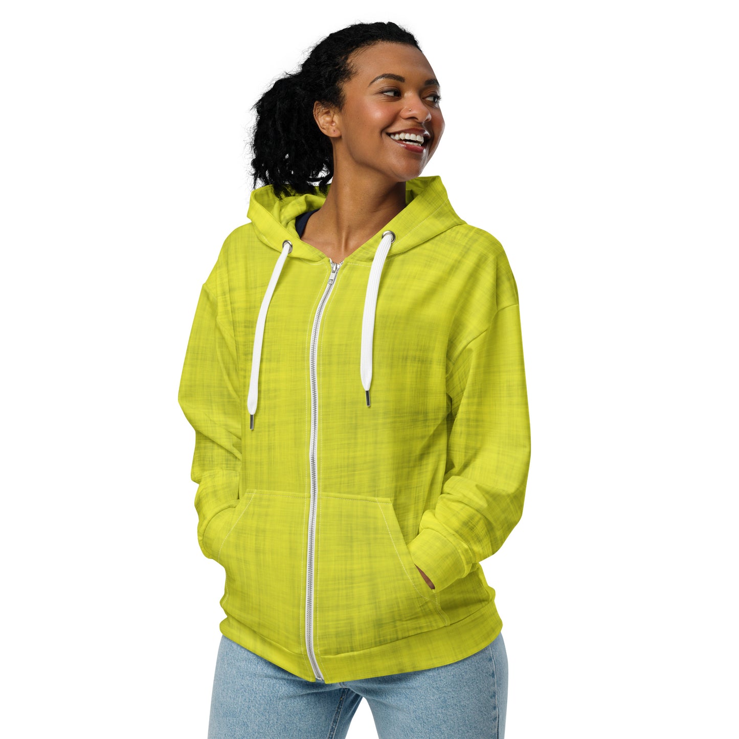 Color Pop Unisex Zip Hoodie - Zesty Lemon