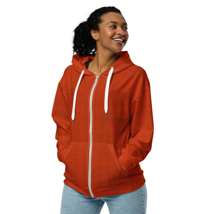 Color Pop Unisex Zip Hoodie - Lava Red