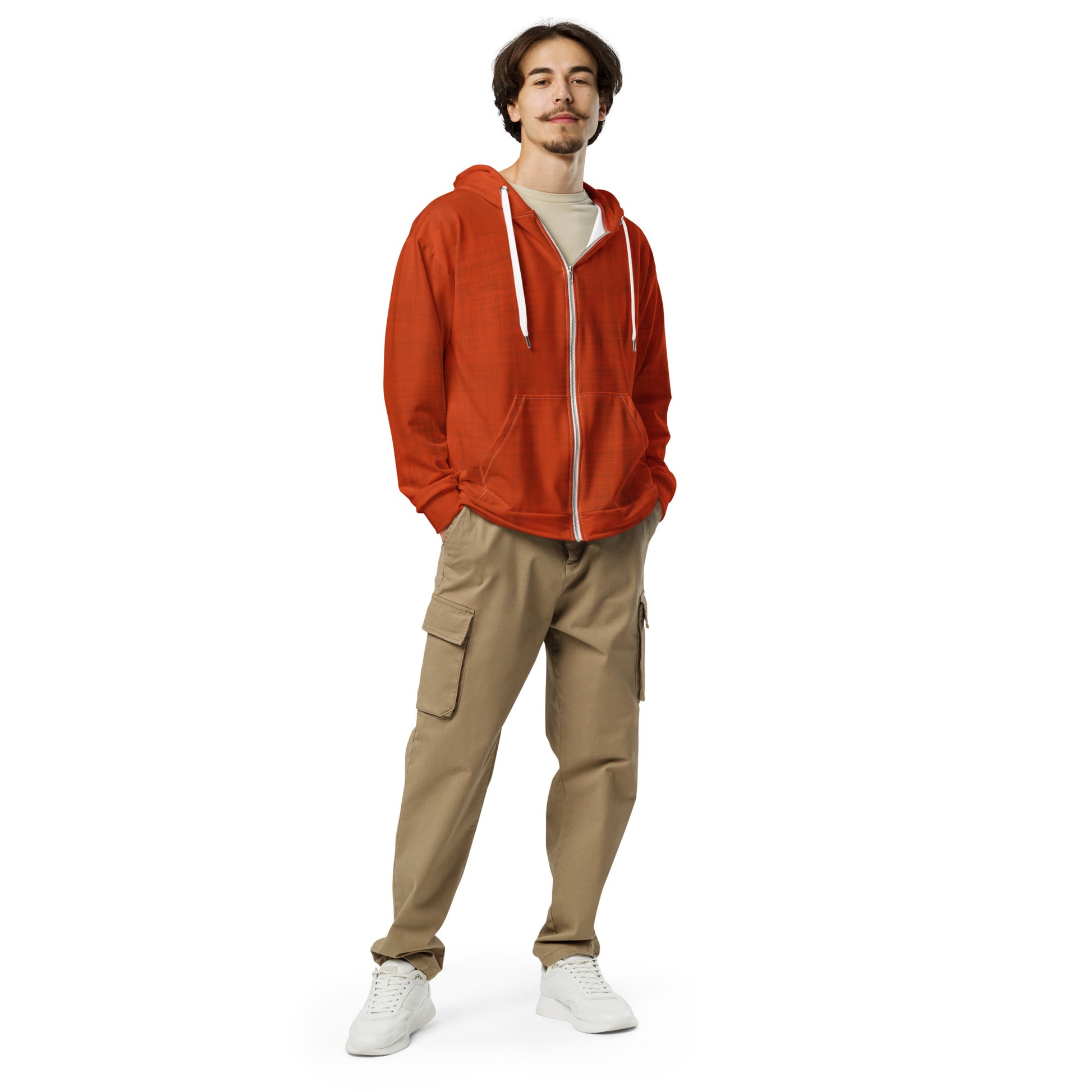 Color Pop Unisex Zip Hoodie - Lava Red