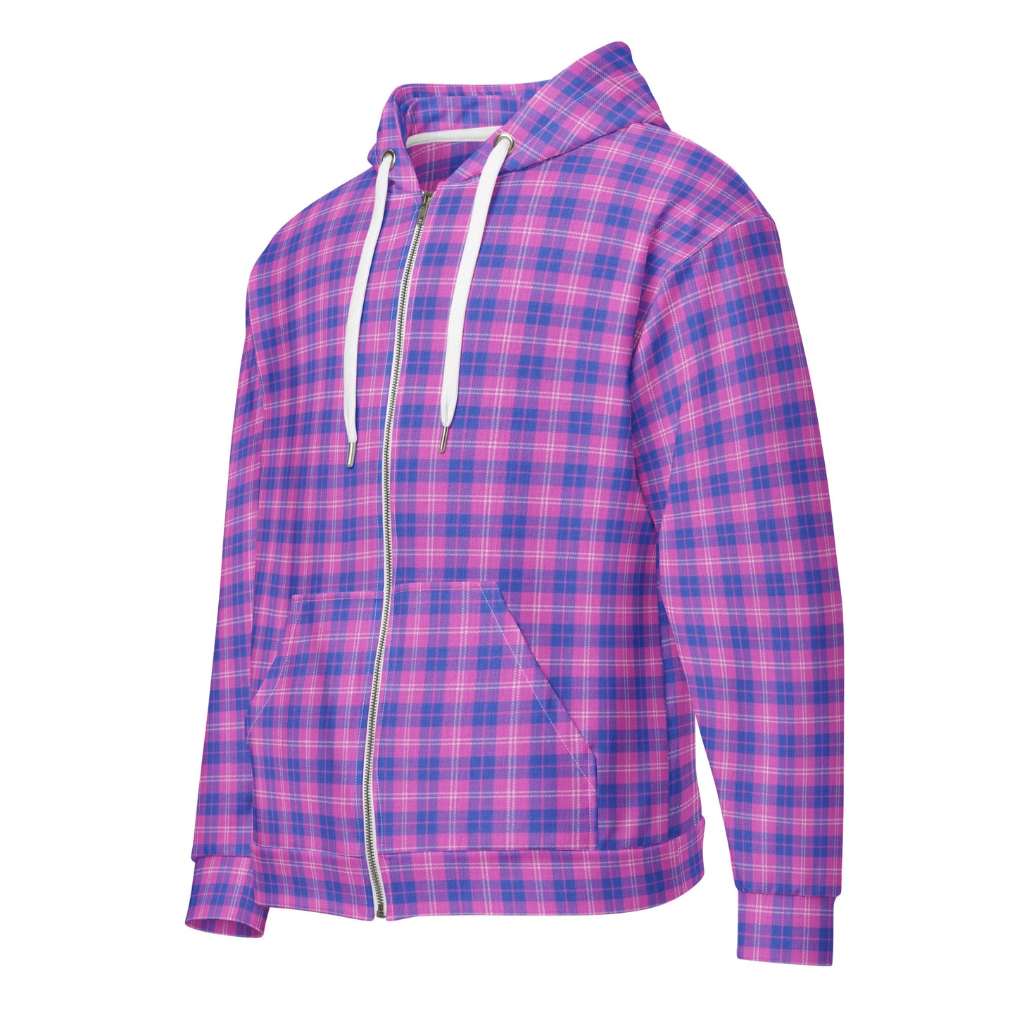 unisex zip hoodie indigo and pink