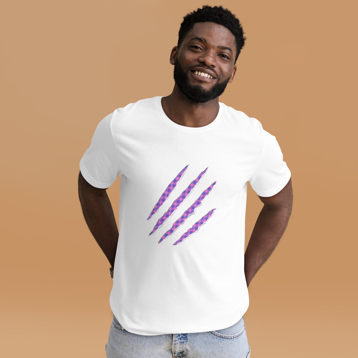 unisex claw t-shirt indigo and pink