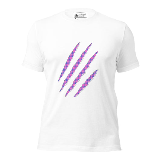 unisex claw t-shirt indigo and pink