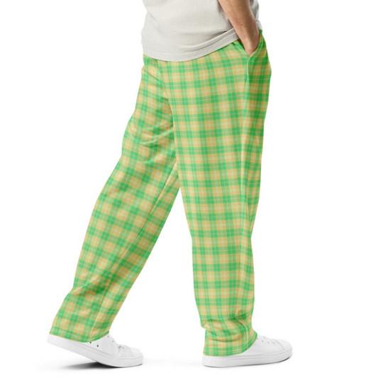 Wide-leg joggers - Green & Yellow